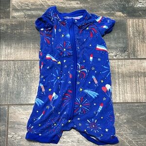 Little Sleepies Blue Fireworks Print Short Sleeve One-Piece Bodysuit